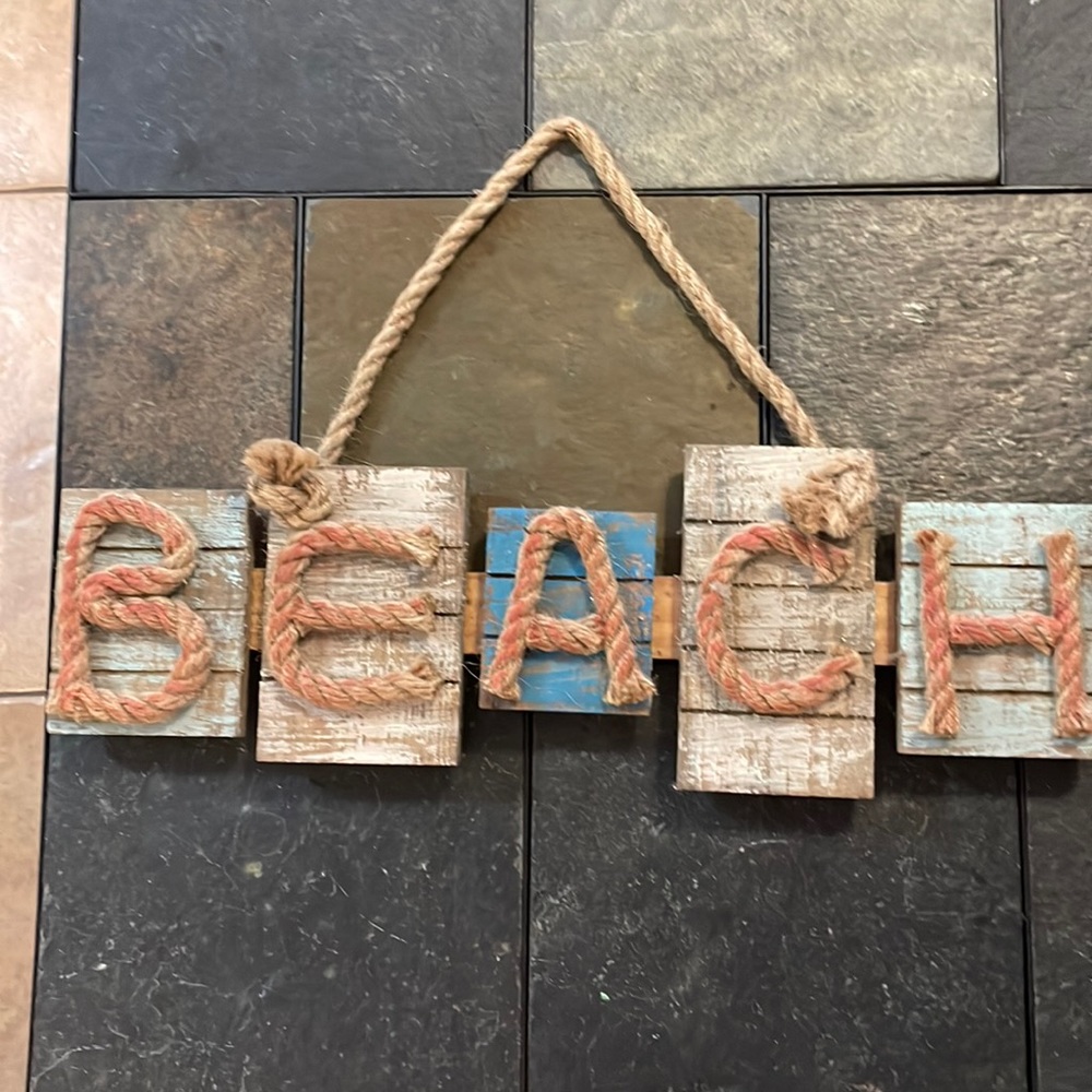 Wooden Beach sign